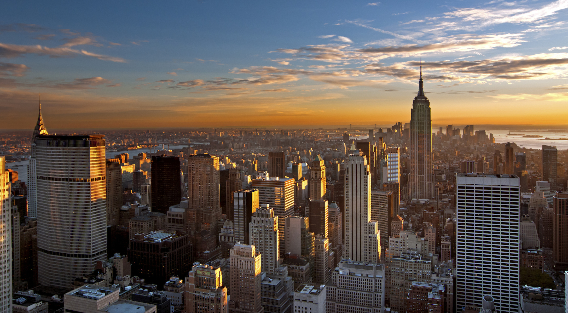 new york sunset manhattan 2416 x 1330px #